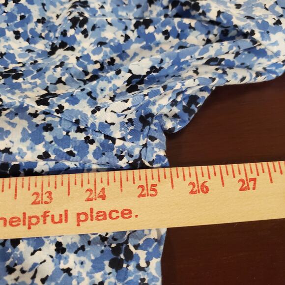Michael Michael Kors Floral 3/4 Bell Sleeve Peasant Top Plus Size 1X Career Blue - Picture 10 of 11